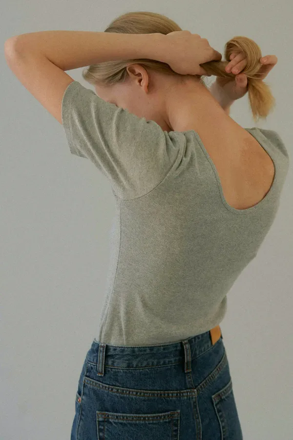 scoop neck rib t-shirt (3colors)