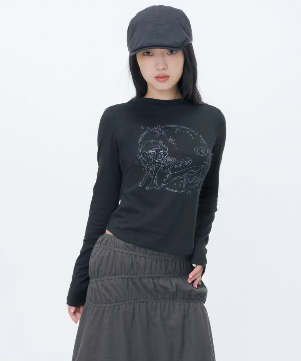 [10월 19일 발매] Winter sea graphic long sleeve BLACK