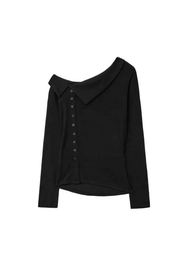 [9/29~ 발송] COLLARED JERSEY SHIRT, BLACK - bohemseo
