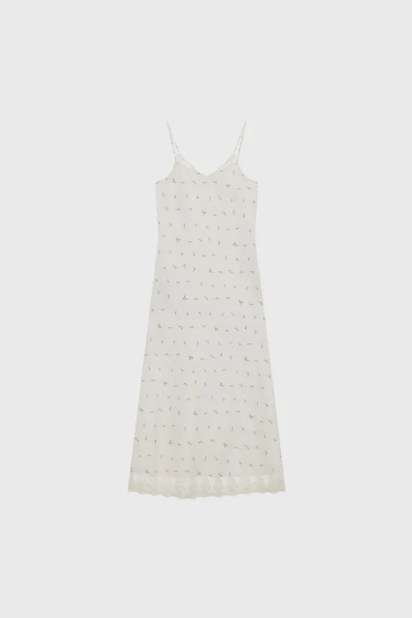 Flower Printed Lace Dress (Ivory)