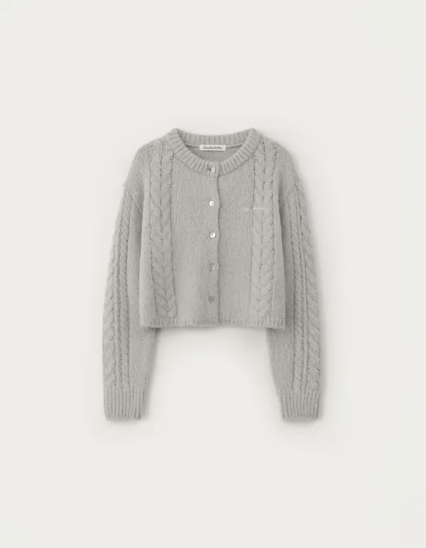 Sandy Alpaca Brush Cardigan - Light Grey