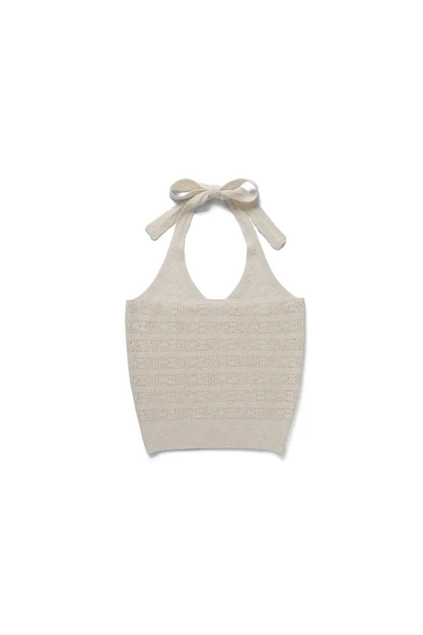 Summer knit halter top_natural ivory