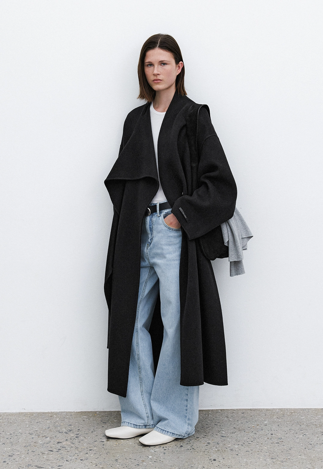 아뜰리에 나인 (Z-CT-1459)DRAPE SCARF WOOL HANDMADE COAT S 상품 이미지 3