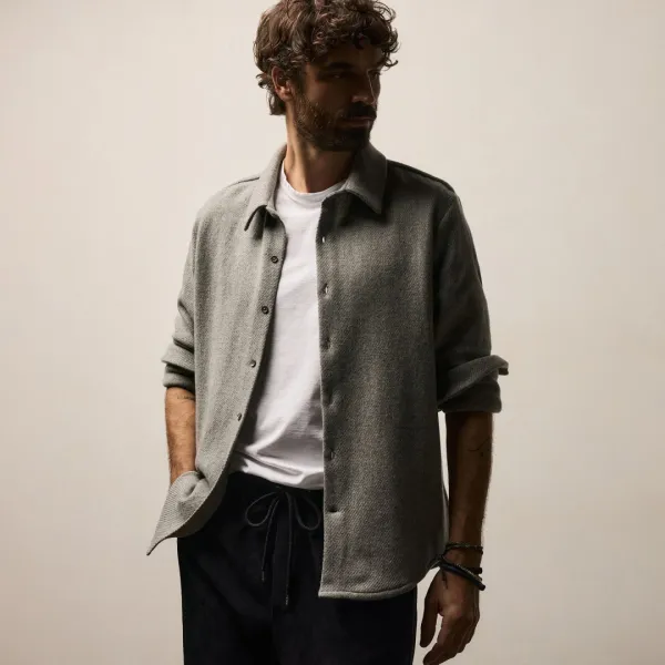 Cashmere Wool Twill Shirt - Heather Grey