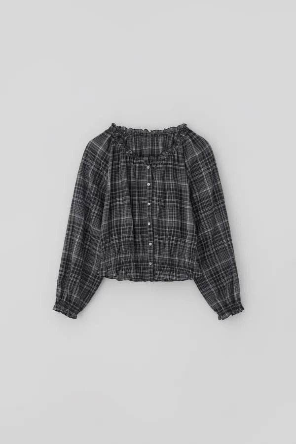 (2nd re-stock) T/T Clair smocked blouse (charcoal)