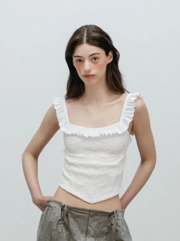 FRILL LACE SLEEVELESS / WHITE