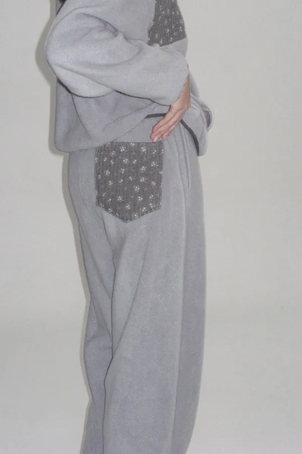 Flower Point Fleece Pants Gray
