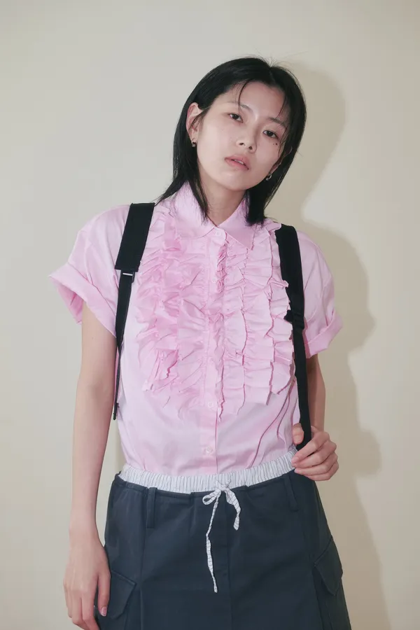 [PLZPROJECT]OXFORD FRILL SHIRT, PINK