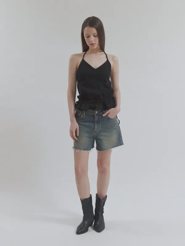 peplum halter top (black)