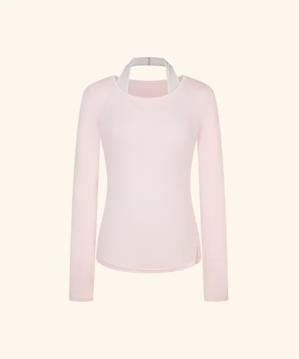 Lib Halter Neck Layered T-shirt ( Pink)