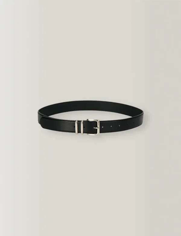 5th / Italy Leather Buckle Belt (Silver Buckle&Black)