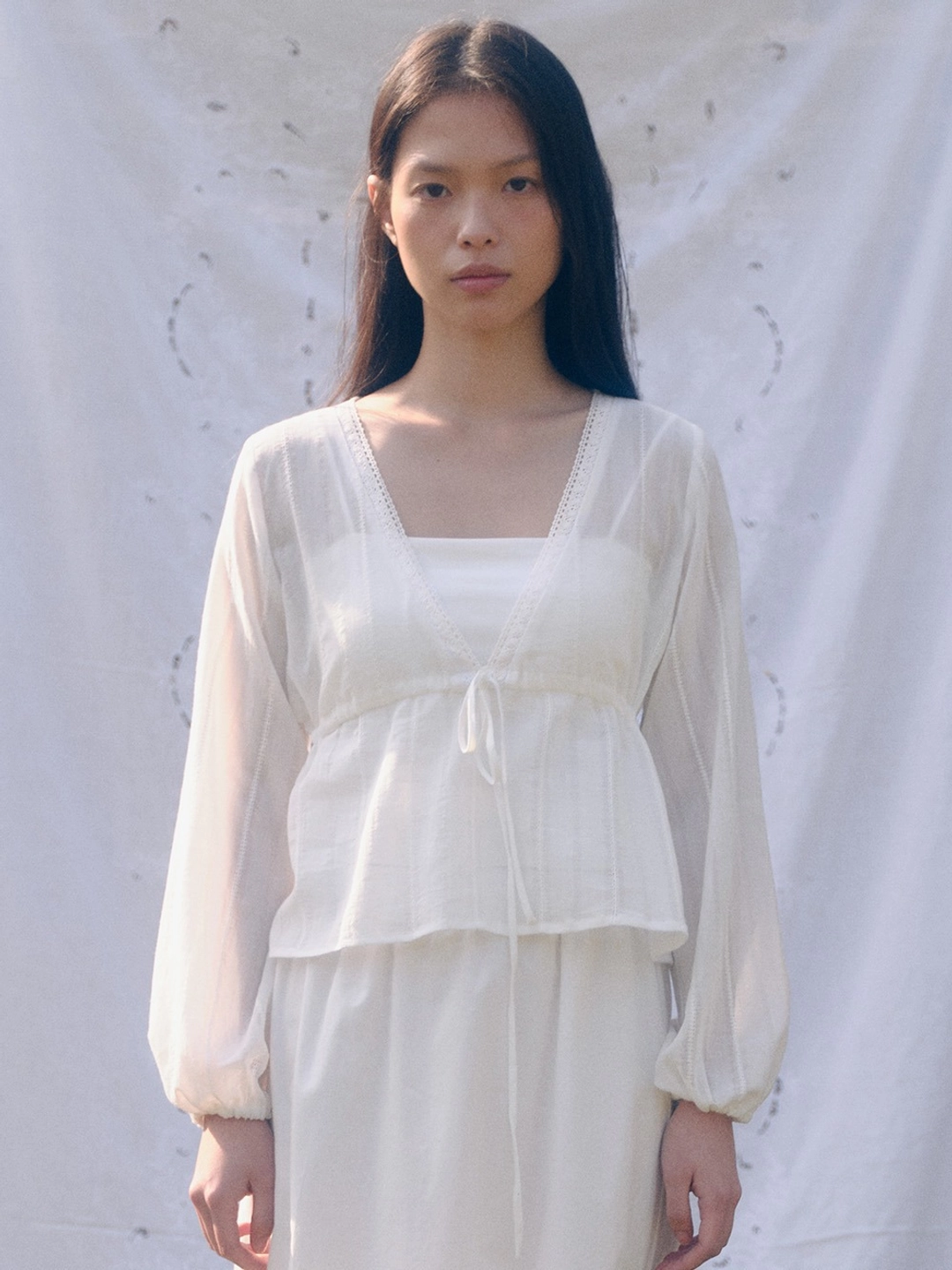 베이오드 Lace string blouse_white 상품 이미지 2