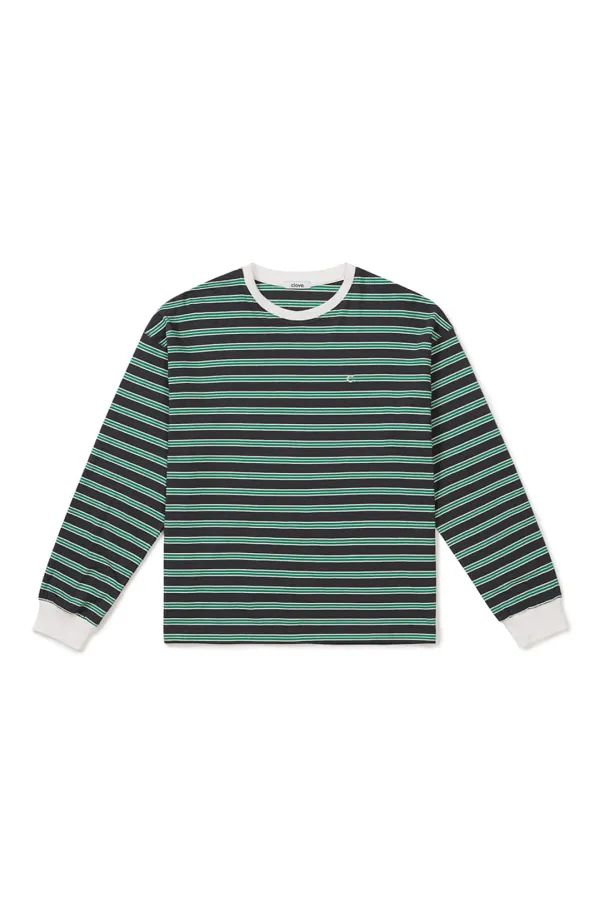 [25FW clove] Long-Sleeve Striped T-Shirt (Green)