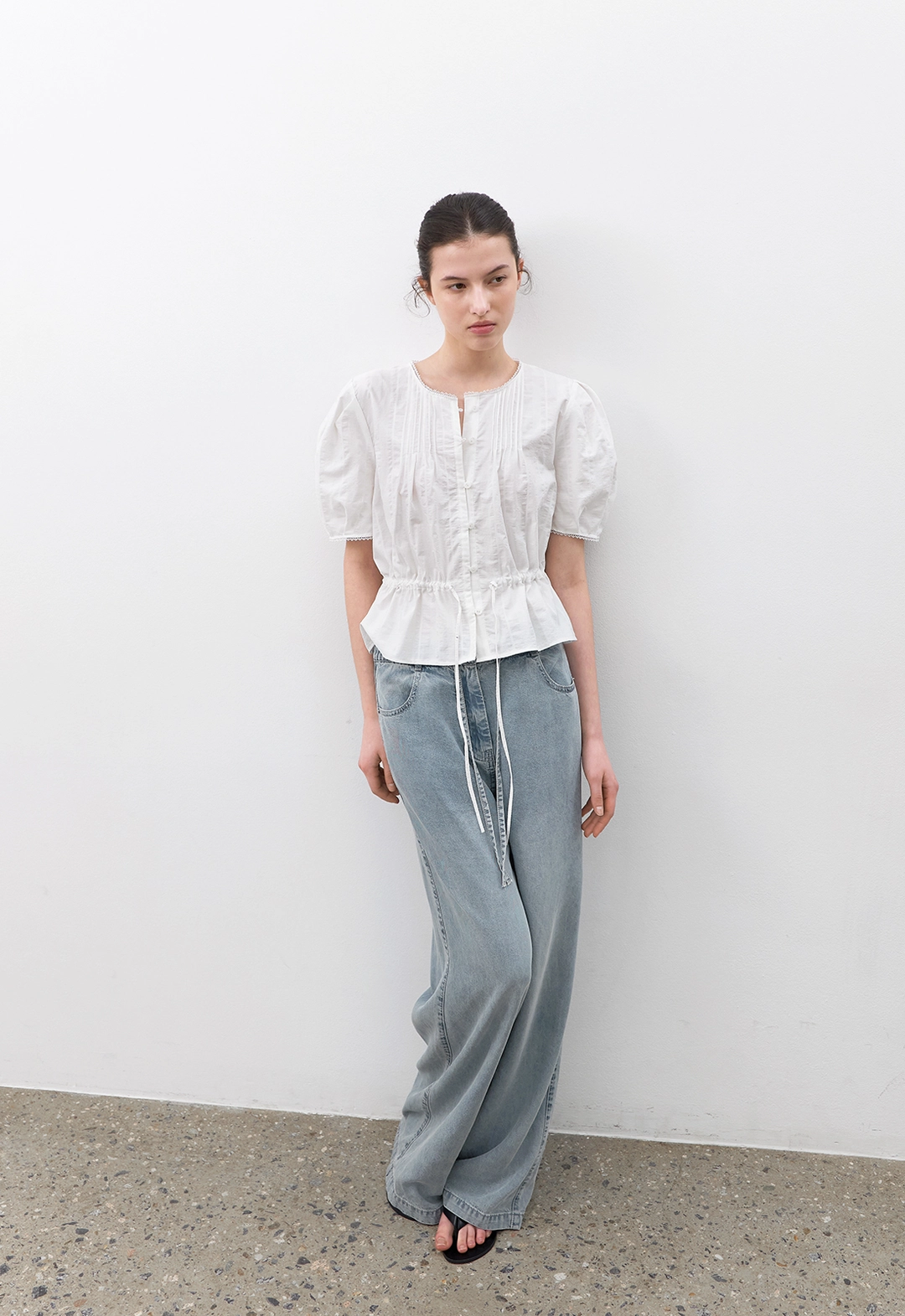 아뜰리에 나인 (BL-4419)PEASANT COTTON PEPLUM BLOUSE 상품 이미지 2