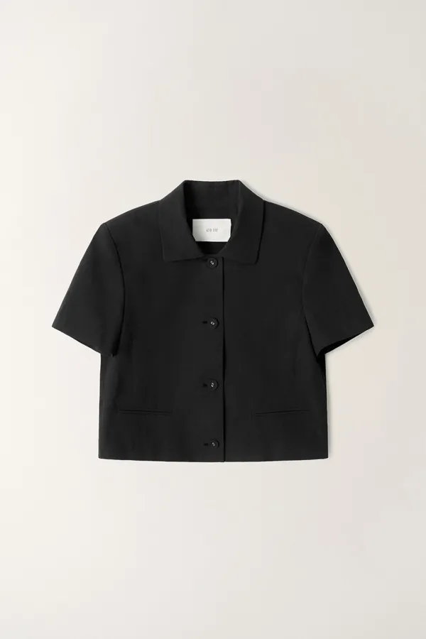 크롭 반팔 자켓 (Black)_2GMUJK06