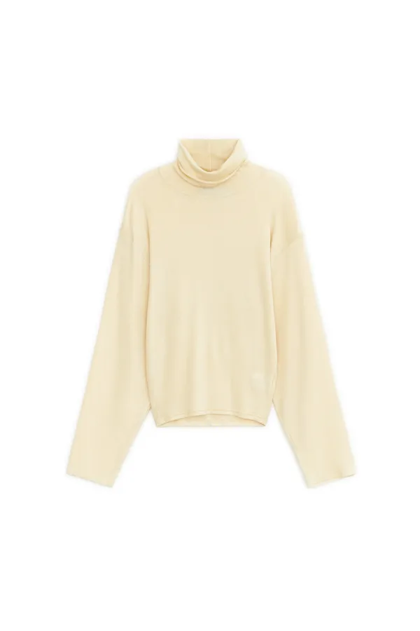WOOL TURTLE NECK LONG SLEEVE TOP, CREAM