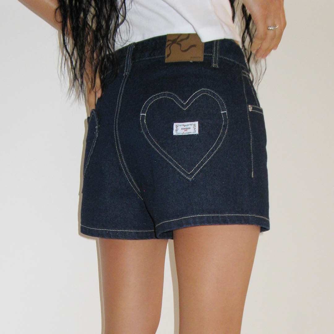 론론 HEART POCKET MINI SHORT DENIM PANTS INDIGO BLUE 상품 이미지 2