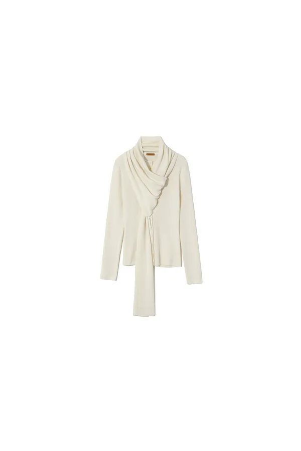 ROSA CASHMERE KNIT CARDIGAN MUFFLER SET [WHITE]