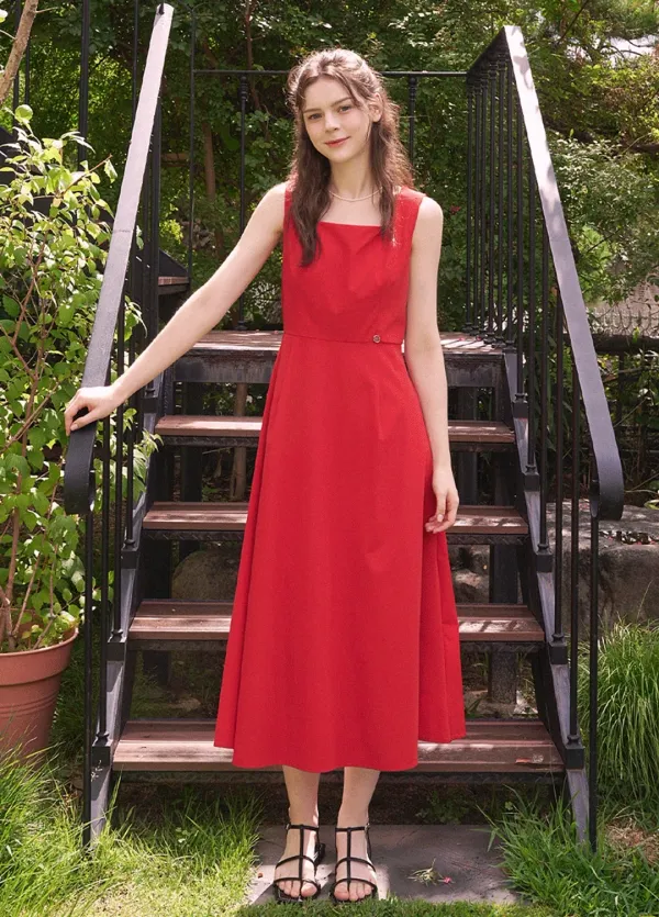  [44-120]  Leiliani Square Neck Sleeveless Long Dress  레이라니 스퀘어넥 슬리브리스 롱 드레스 (여름-바캉스룩-여행룩-데일리룩-데이트룩-휴가룩-나시원피스-플레어스커트-스퀘어넥-빅사이즈-자체제작) 