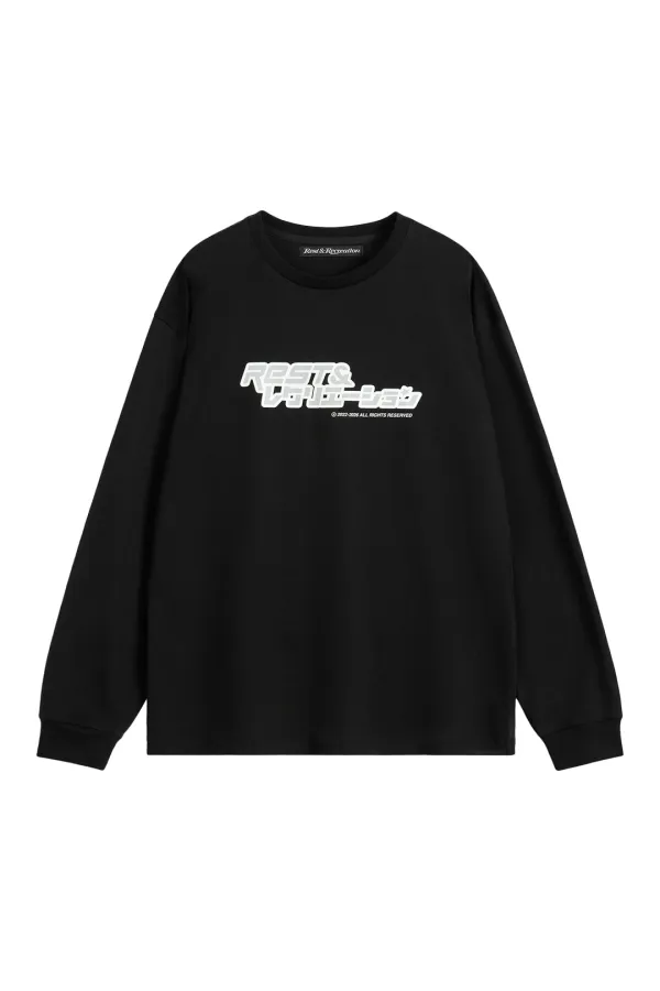 ANIME LOGO LONG SLEEVE TOP - BLACK