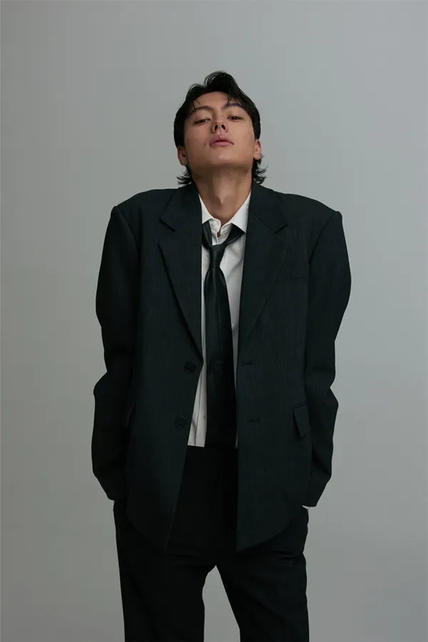 OVERSIZED TAILORED BLAZER CHARCOAL