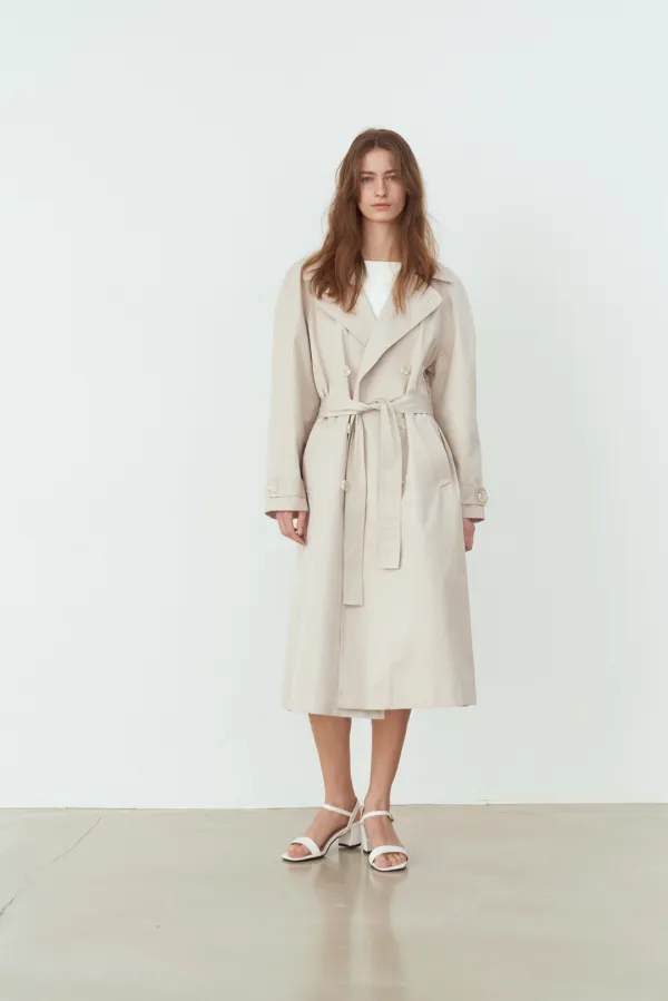 VENY RAGLAN TRENCH COAT / SAGE GREY