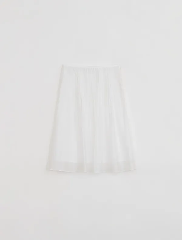 SILKY PINTUCK SKIRT [WHITE]