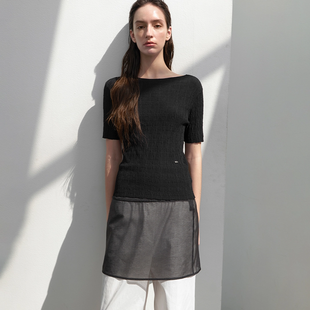 아뜰리에 나인 (T-7077)CLARE CREASE SLIM KNIT 상품 이미지 1