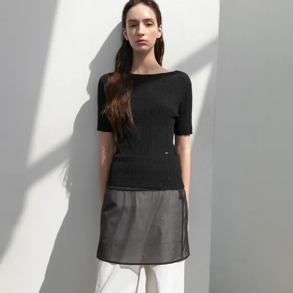 (T-7077)CLARE CREASE SLIM KNIT