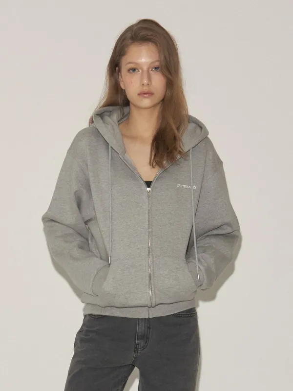 Brushed Fleece Zip-up Hoodie (Gray)