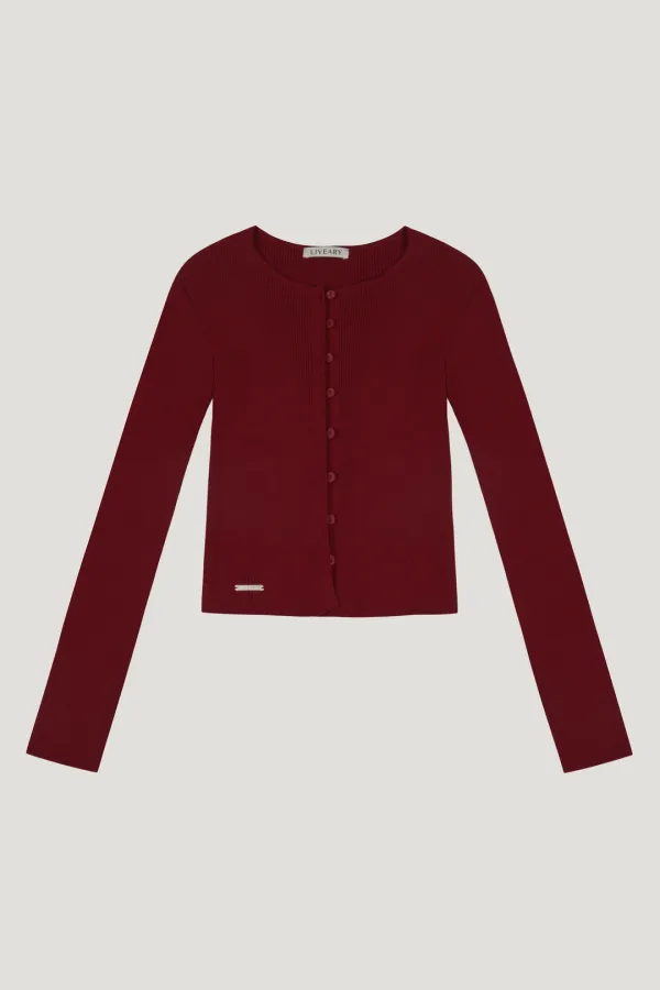 [L/V] 2nd/ STEP BUTTON CARDIGAN (ROSE RED)