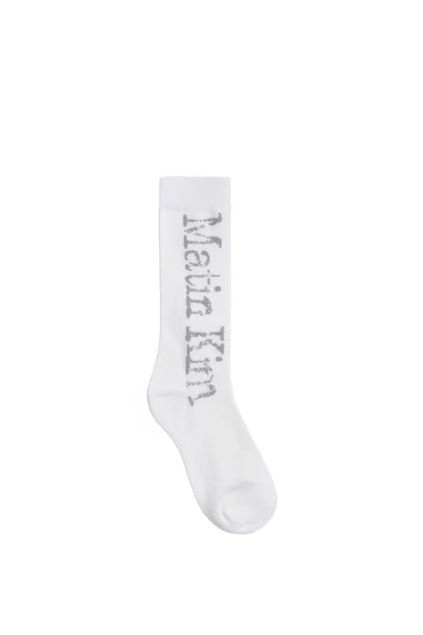 CRACKED LOGO JACQUARD SOCKS IN WHITE