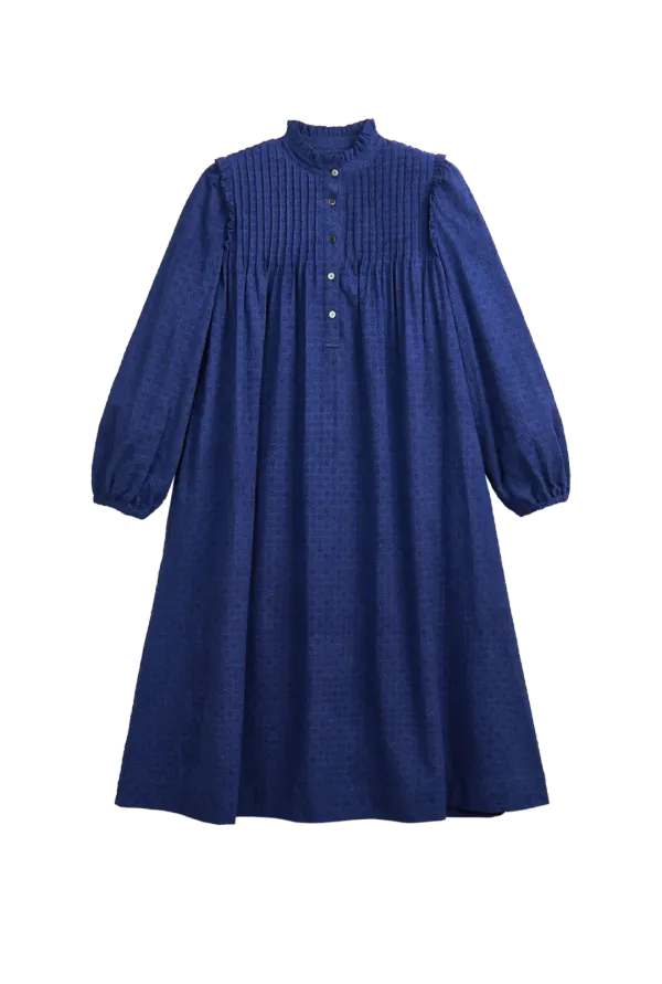FLOLAL LACE BUTTON DRESS (ROYAL BLUE)