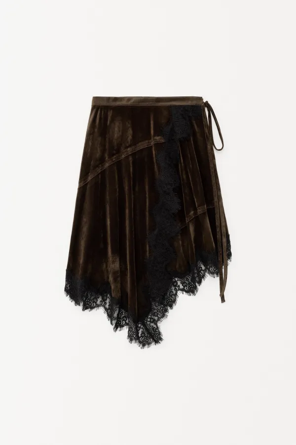 Seville Velvet Wrap Skirt brown