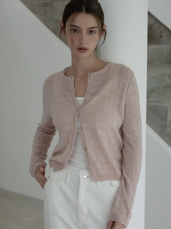 Baby alpaca cardigan - Dust pink