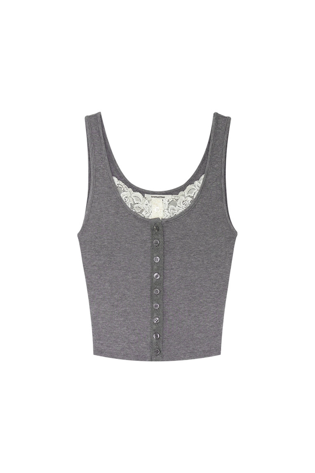 투머치택스 SCOOP NECK LACE TRIM SLEEVELESS TOP (CHARCOAL) 상품 이미지 1