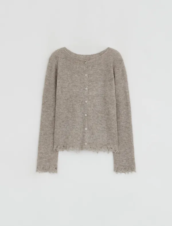 RAW EDGE CARDIGAN [BEIGE]