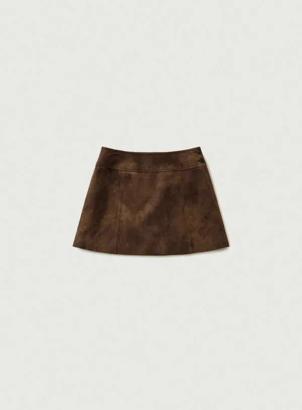 Harri Suede Mini Skirt_Brown