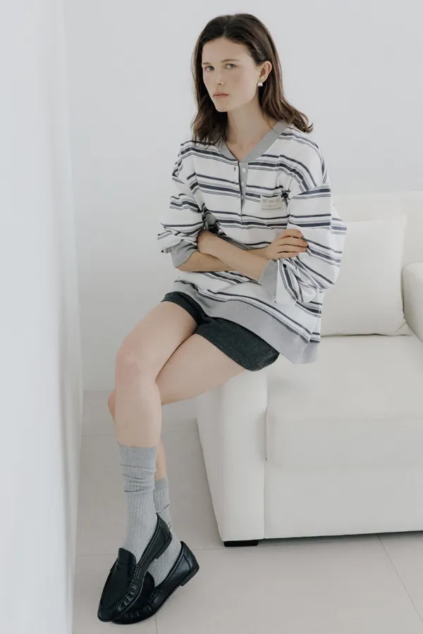 HENLEYNECK STRIPE TEE - WHITE