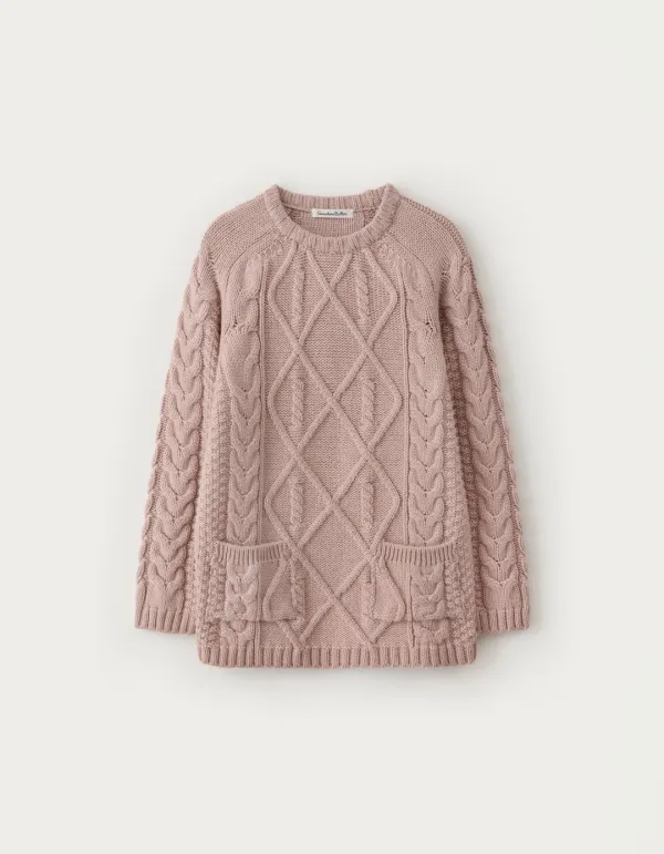 Posy Cable Wool Knit - Pink