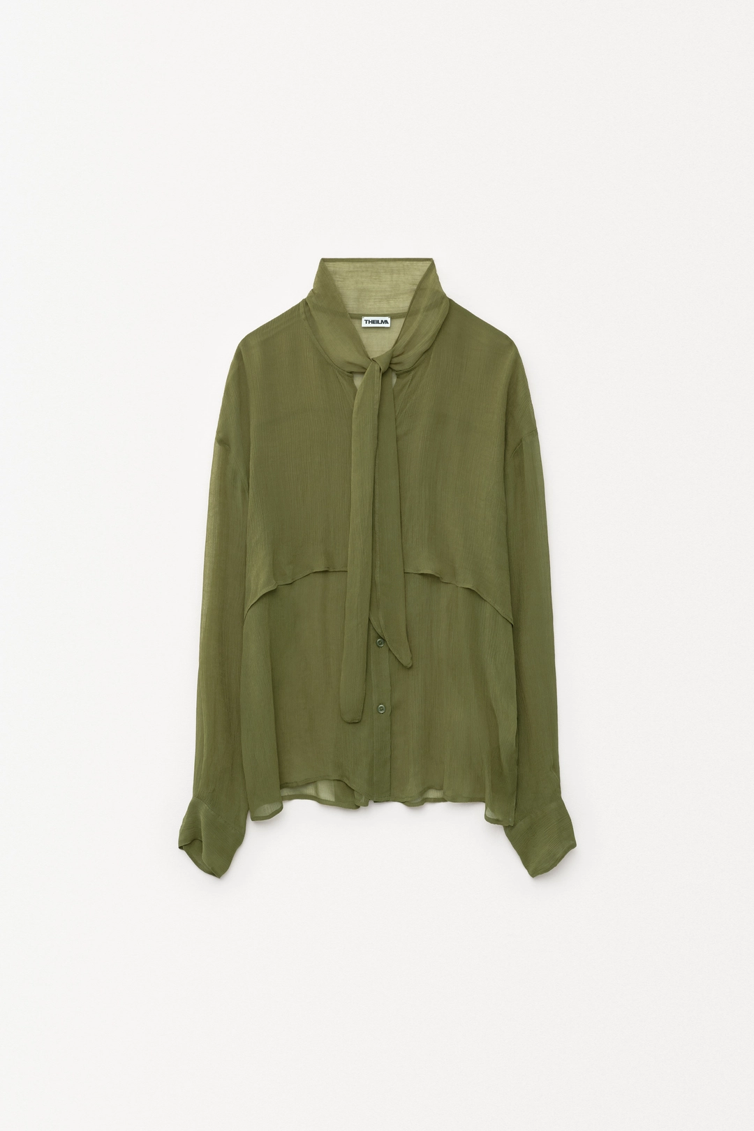 더일마 Legacy Sheer Tie Blouse khaki 상품 이미지 1