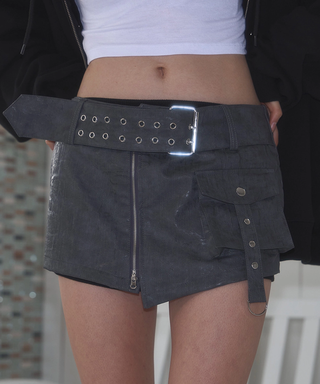 로제프란츠 Belt pocket layered skirt [Gray] 상품 이미지 2