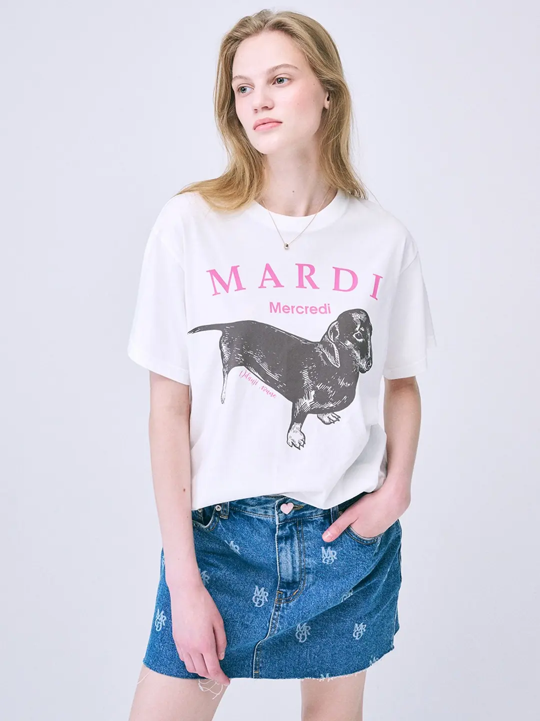 마르디 메크르디 [6/19 순차배송] TSHIRT DDANJI_IVORY PINK 상품 이미지 1