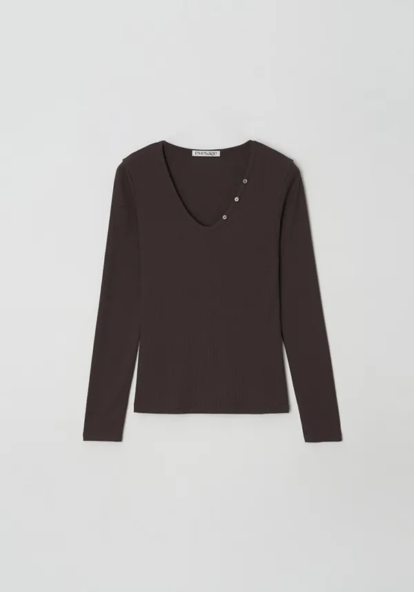 V-neck tee (Brown)