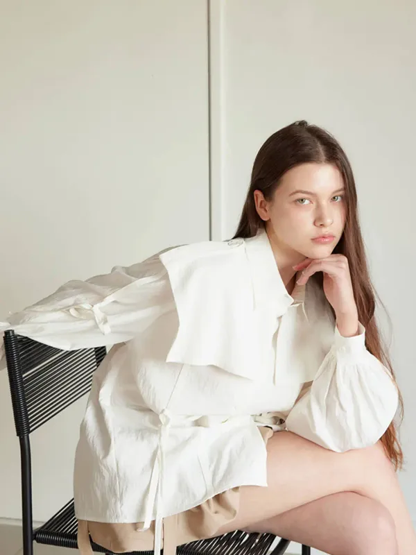 TRENCH RIBBON SHIRT / WHITE