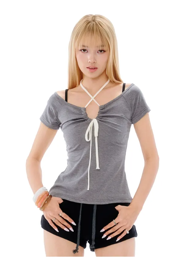 BAMBI HALTER TOP [CHARCOAL]