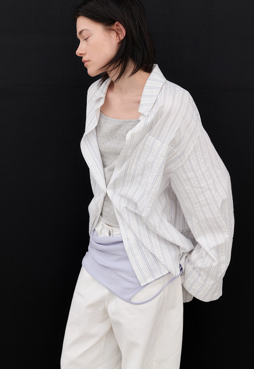 아뜰리에 나인 (BL-4406)AN MULTI STRIPE COTTON OVERSIZE SHIRT S 상품 이미지 2