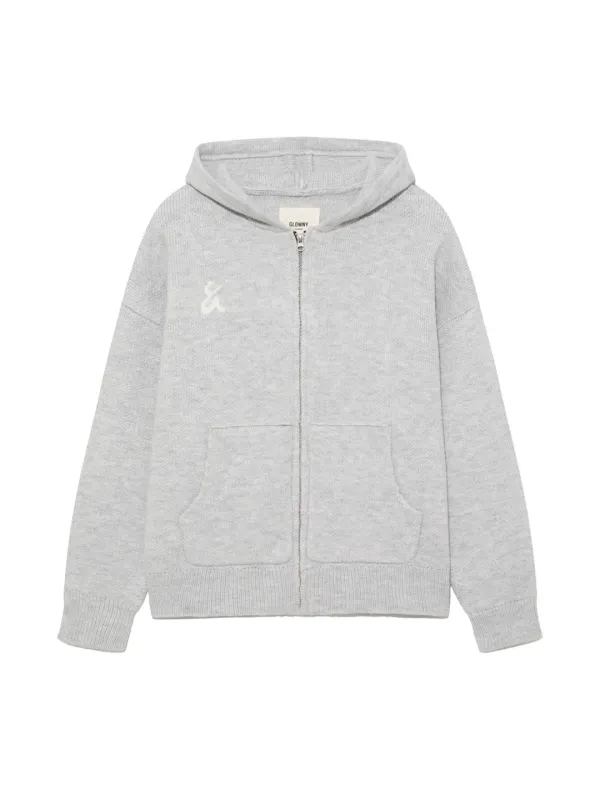 G JACQUARD KNIT ZIP UP (LIGHT GRAY)