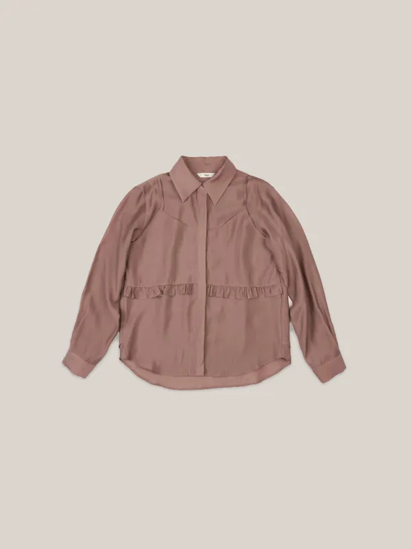 RUFFLE BUSTIER BLOUSE [ MAUVE ]