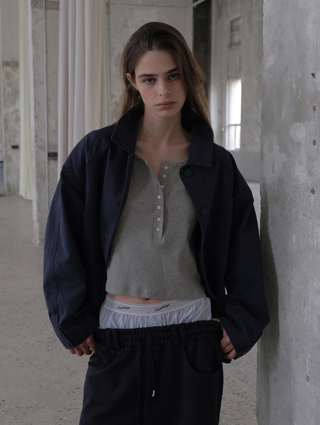 포에토 Pentool work washing jacket - vintage navy 상품 이미지 2